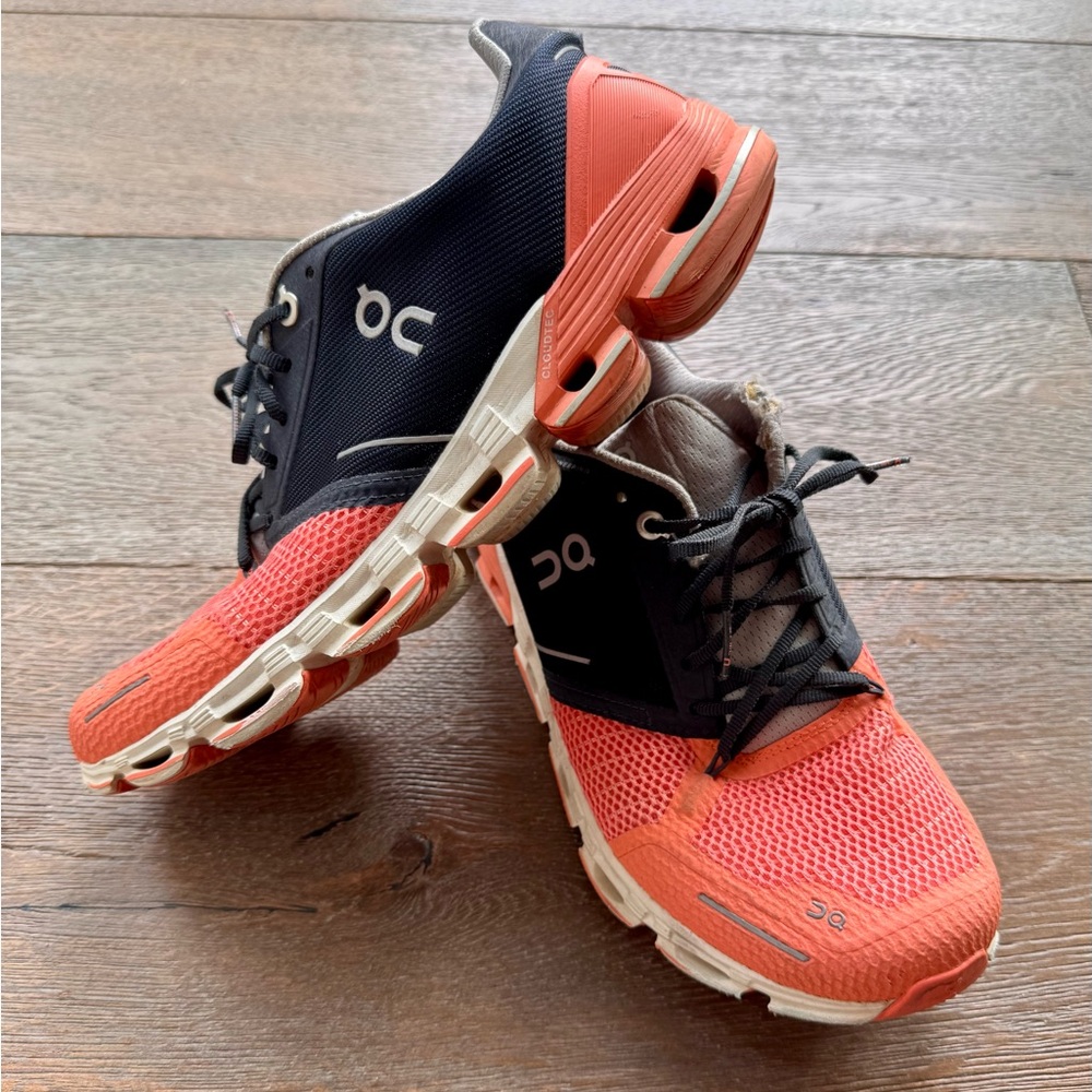 On Running Navy & Salmon Athletic Shoes with Impact Absorption
